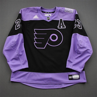 Sean Couturier - Warm-Up Worn Hockey Fights Cancer Autographed Jersey - April 18, 2021