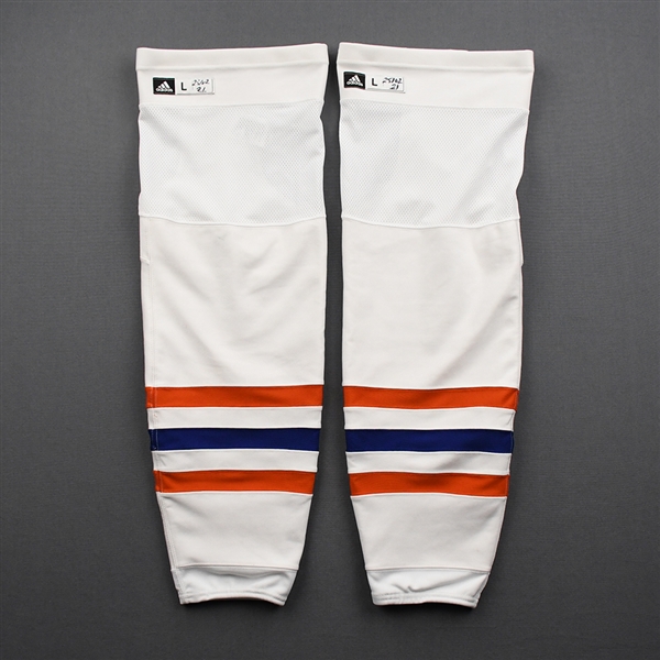 Connor McDavid - White Reverse Retro adidas Socks - February 25, 2021 vs Vancouver Canucks - Photo-Matched