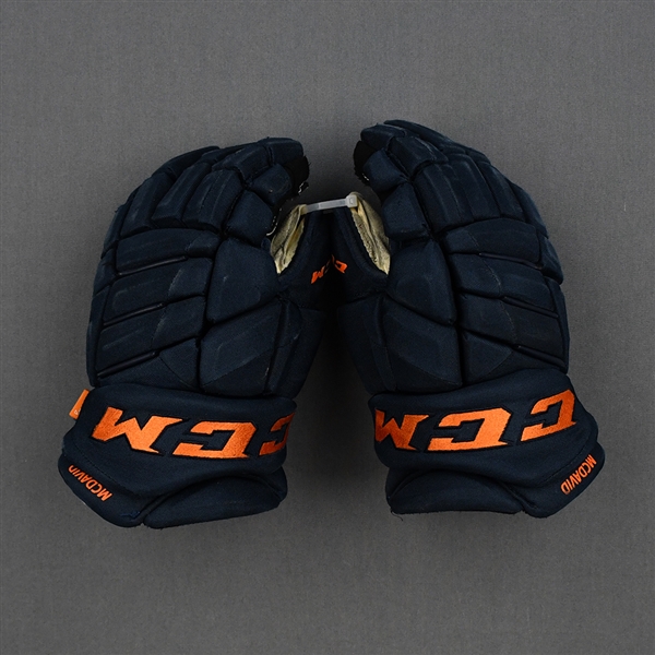 Connor McDavid - Game-Worn CCM Pro Gloves - Worn Jan. 2, 2020 through Jan. 29, 2020 - Photo-Matched