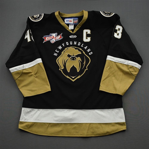 Lot Detail - James Melindy - Newfoundland Growlers - Game-Worn - Black w/C  - Autographed Jersey