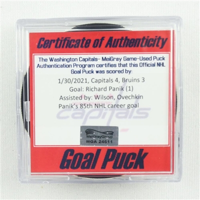 Richard Panik - Washington Capitals - Goal Puck - January 30, 2021 vs. Boston Bruins (Capitals Logo)