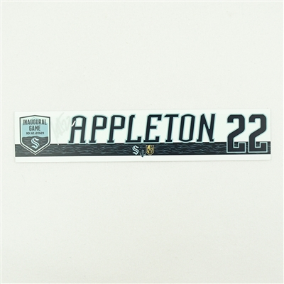 Mason Appleton - Seattle Kraken - Inaugural Game - Autographed Locker Room Nameplate