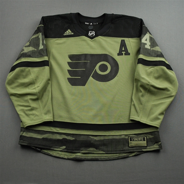Sean Couturier - Warm-up Worn Military Appreciation Autographed Jersey W/A - November 10, 2021