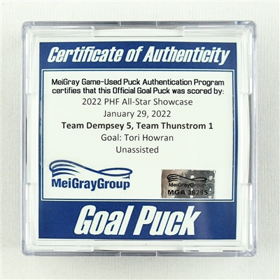 Tori Howran - Team Dempsey - Goal Puck - 2022 PHF All-Star Showcase - January 29, 2022 vs. Team Thunstrom