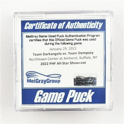 2022 PHF All-Star Showcase - Game Puck - TeamDarkangelo vs. Team Dempsey - January 29, 2022