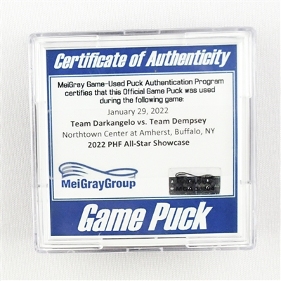 2022 PHF All-Star Showcase - Game Puck - Team Darkangelo vs. Team Dempsey - January 29, 2022
