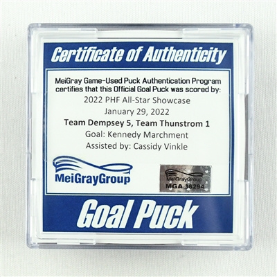 Kennedy Marchment - Team Dempsey - Goal Puck - 2022 PHF All-Star Showcase - January 29, 2022 vs. Team Thunstrom