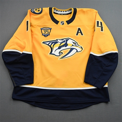 Mattias Ekholm - Game-Worn Jersey w/A, w/ Pekka Rinne #35 Retirement Night Patch - February 24, 2022