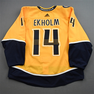 Mattias Ekholm - Game-Worn Jersey w/A, w/ Pekka Rinne #35 Retirement Night Patch - February 24, 2022