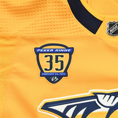 Mattias Ekholm - Game-Worn Jersey w/A, w/ Pekka Rinne #35 Retirement Night Patch - February 24, 2022