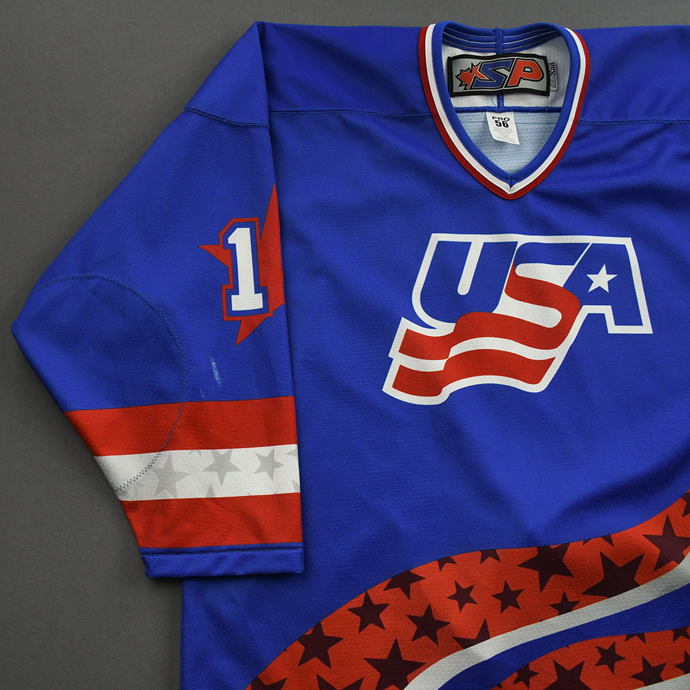 2021 Team USA Hockey #16 Game Issued Blue Jersey U18 World Juniors 54 59