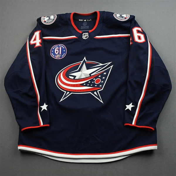 Dean Kukan - Game-Worn Jersey w/ Rick Nash #61 Retirement Night Patch - March 5, 2022