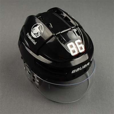 Jack Hughes - Game-Worn Black Third Bauer Helmet w/ Bauer Shield - 2021-22 NHL Season