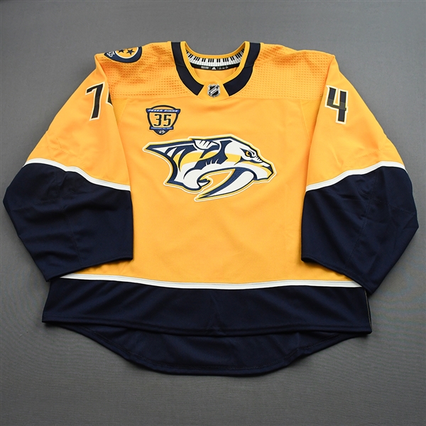 Juuse Saros - Game-Worn Jersey w/ Pekka Rinne #35 Retirement Night Patch - February 24, 2022