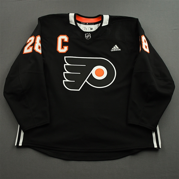 Kevin Hayes - Warm-up Worn Black w/C Giroux 1000th Game Jersey - March 17, 2022