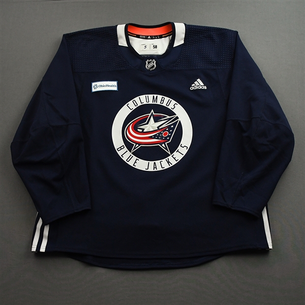 Gavin Bayreuther - Navy Practice Jersey w/ OhioHealth Patch  2021-22 NHL Season