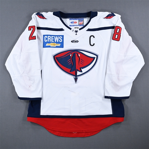 Andrew Cherniwchan - South Carolina Stingrays - Game-Worn White Autographed Jersey w/C 