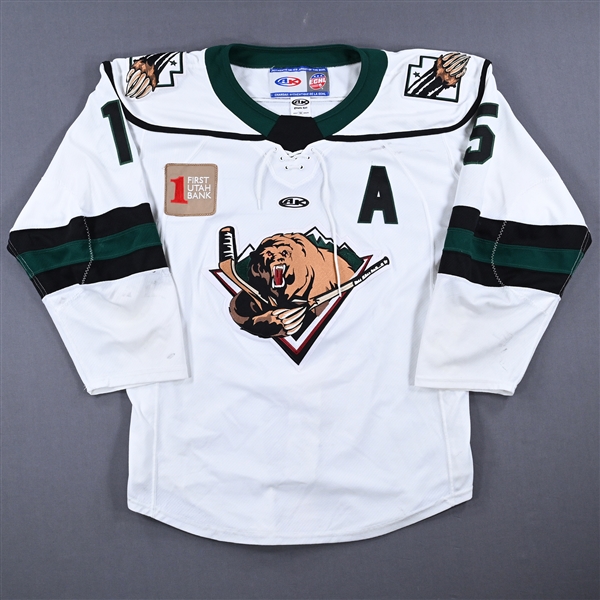 Miles Gendron - Utah Grizzlies - Game-Worn White Autographed Jersey w/A
