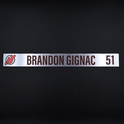 Brandon Gignac - New Jersey Devils - Locker Room Nameplate - 2020-21 NHL Season