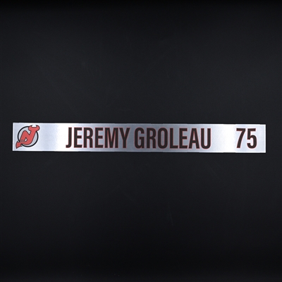 Jeremy Groleau - New Jersey Devils - Locker Room Nameplate - 2020-21 NHL Season