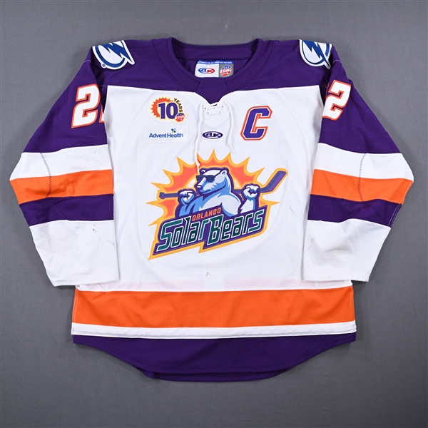 Kevin Lohan - Orlando Solar Bears - Game-Worn White Autographed Jersey w/C 