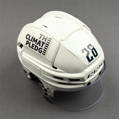 Carson Soucy - Game-Worn White CCM Helmet - 2021-22 NHL Season