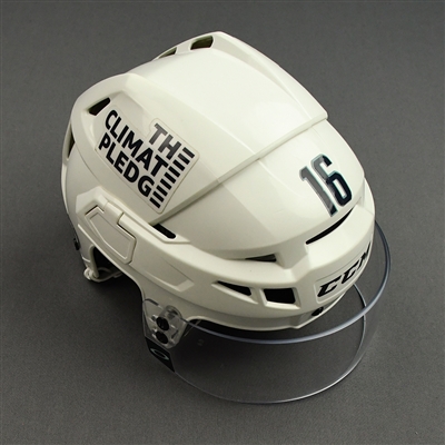 Jared McCann - Game-Worn White CCM Helmet - 2021-22 NHL Season