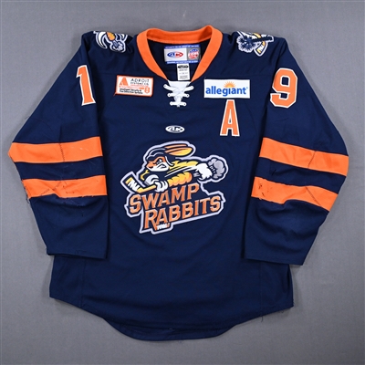 Bryce Reddick - Greenville Swamp Rabbits  - Game-Worn Navy Autographed Jersey w/A