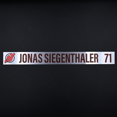 Jonas Siegenthaler - New Jersey Devils - Locker Room Nameplate - 2020-21 NHL Season