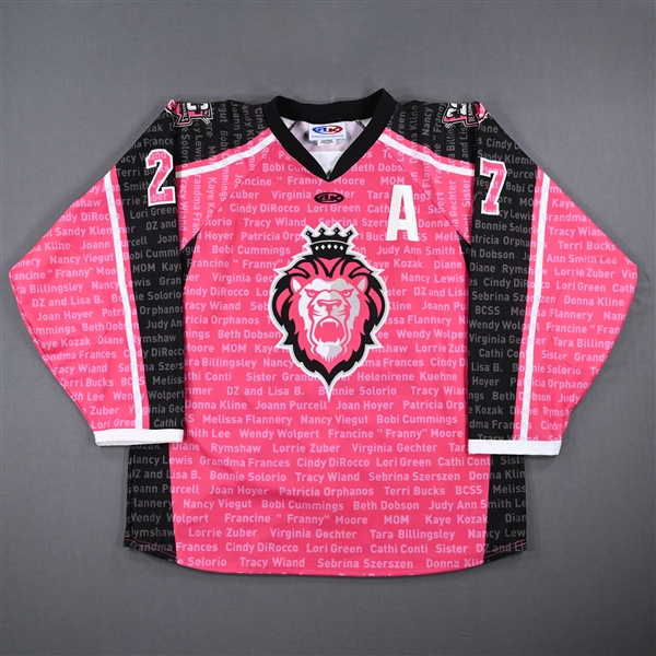 Joshue Winquist - Reading Royals - Game-Worn Pink Autographed Jersey w/A