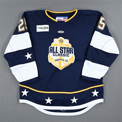 Bear Hughes - 2023 ECHL All-Star Classic - Eastern Conference - Game-Worn Autographed Blue Set 2 Jersey