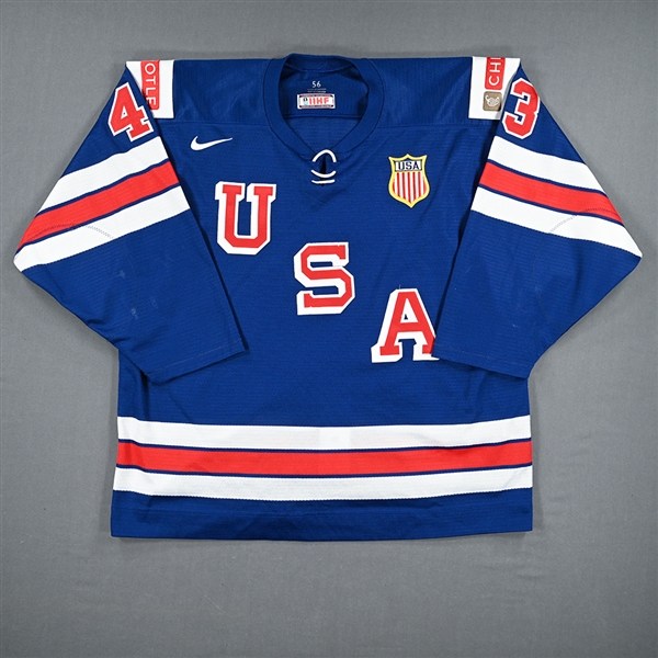 Luke  Hughes - Blue Game-Worn Jersey - Team USA Hockey - 2022 IIHF World Junior Championship