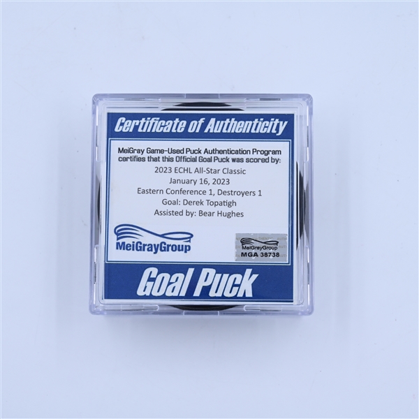 Derek Topatigh - Goal Puck - 2023 ECHL All-Star Classic Game 1 - January 16, 2023
