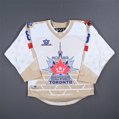 Leah Lum - Team World - White All-Star Autographed Jersey - Worn January 29, 2023 vs. Canada