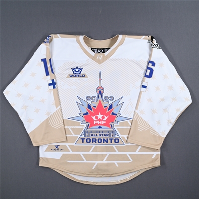 Emma Nuutinen - Team World - White All-Star Autographed Jersey - Worn January 29, 2023 vs. Canada