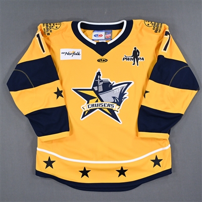 Sam Cogan - 2023 ECHL All-Star Classic - Cruisers Game-Worn Autographed Yellow Set 1 Jersey