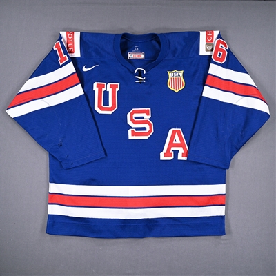 Dominic James - Blue Game-Worn Jersey - Team USA Hockey - 2022 IIHF World Junior Championship