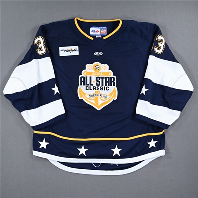 Cam Johnson - 2023 ECHL All-Star Classic - Eastern Conference - Game-Worn Autographed Blue Set 1 Jersey
