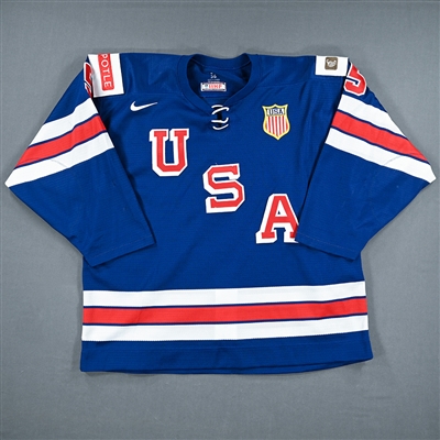 Wyatt Kaiser - Blue Game-Worn Jersey - Team USA Hockey - 2022 IIHF World Junior Championship