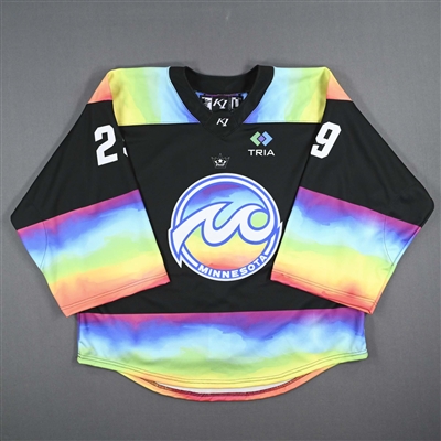 Amanda Leveille - Game-Issued Autographed Pride Jersey - Issued February 26, 2023 vs. Toronto Six