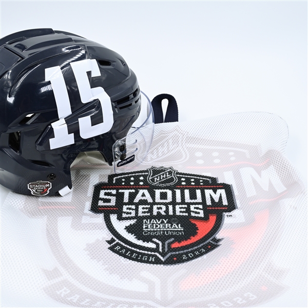 Sonny Milano - Helmet - Navy, Bauer Helmet w/ Bauer Shield - Worn 2/18/23 - 2023 Stadium Series