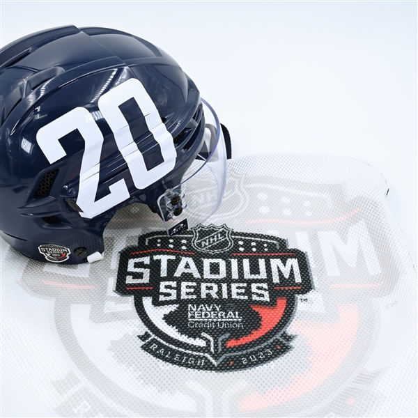 Lars Eller - Helmet - Navy, CCM Helmet w/ Oakley Shield - Worn 2/18/23 - 2023 Stadium Series