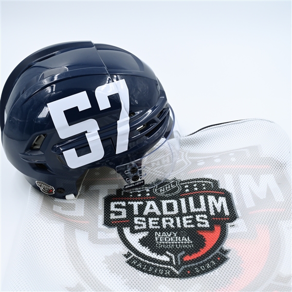 Trevor van Riemsdyk - Helmet - Navy, CCM Helmet w/ Bauer Shield - Worn 2/18/23 - 2023 Stadium Series