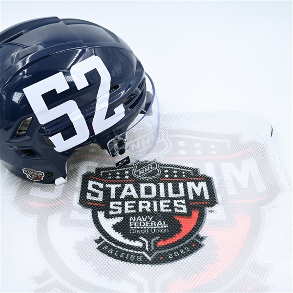 Matt Irwin - Helmet - Navy, CCM Helmet w/ Oakley Shield - Worn 2/18/23 - 2023 Stadium Series