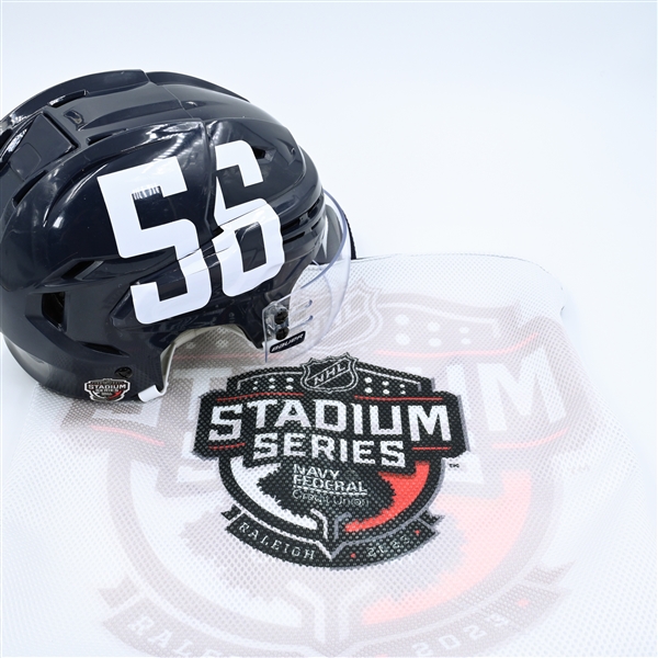 Erik Gustafsson - Helmet - Navy, Bauer Helmet w/ Bauer Shield - Worn 2/18/23 - 2023 Stadium Series