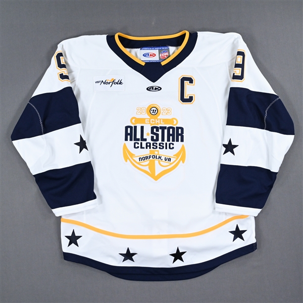 Seamus Malone - 2023 ECHL All-Star Classic - Western Conference - Game-Worn Autographed White Set 1 Jersey