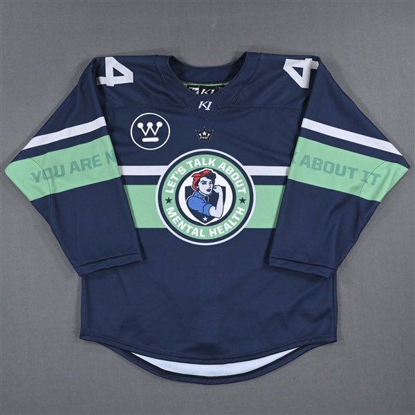Taylor Marchin - Game-Worn Mental Health Awareness Autographed Jersey - Worn January 14 and 15, 2023