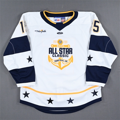 Eddie Matsushima - 2023 ECHL All-Star Classic - Western Conference - Game-Worn Autographed White Set 1 Jersey