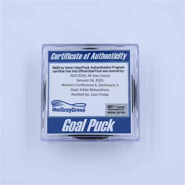 Eddie Matsushima - Goal Puck - 2023 ECHL All-Star Classic Game 3 - January 16, 2023