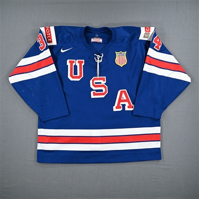Carter Mazur - Blue Game-Worn Jersey - Team USA Hockey - 2022 IIHF World Junior Championship